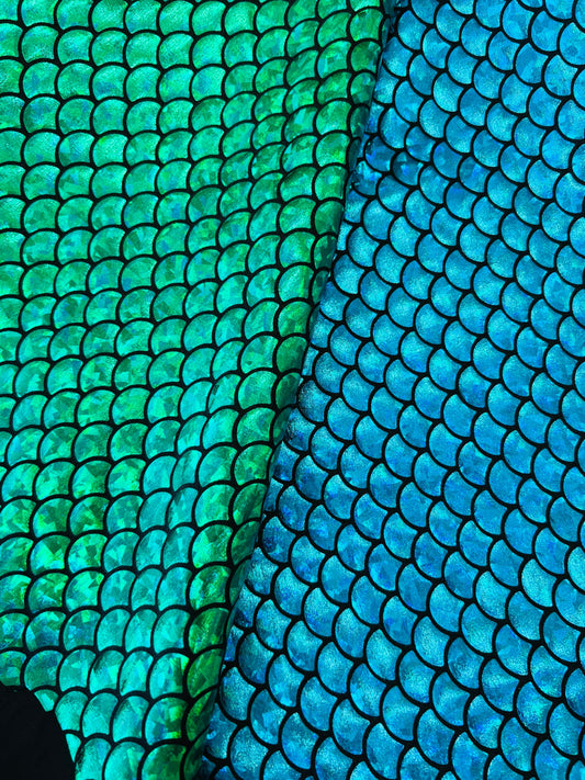 Sirena design metallic hologram nylon spandex 4-way stretch 58/60” Sold by the YD.