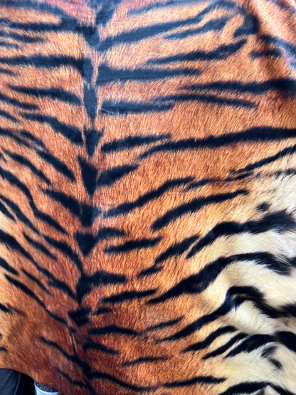 Tiger design exotic animal Natural color print on great quality of steam velour stretch velvet 4-way 58/60”