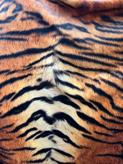 Tiger design exotic animal Natural color print on great quality of steam velour stretch velvet 4-way 58/60”