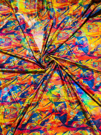 Pollock design hologram nylon spandex 4-way stretch 58/60” Sold by the YD. Ships Worldwide from Los Ángeles California USA