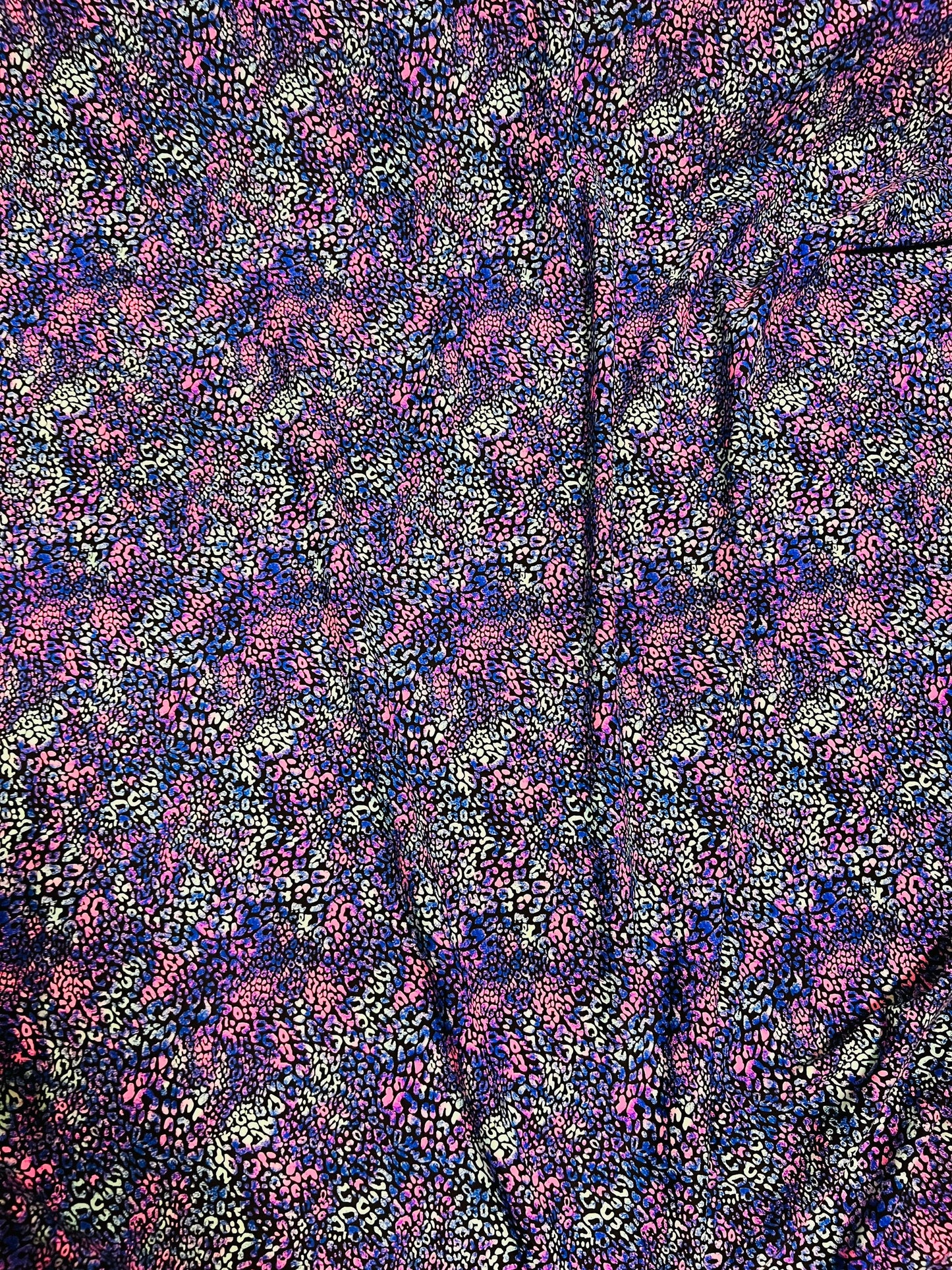 Cheetah design purple Multicolor exotic animal print on best quality of nylon spandex 4-way stretch 58/60”