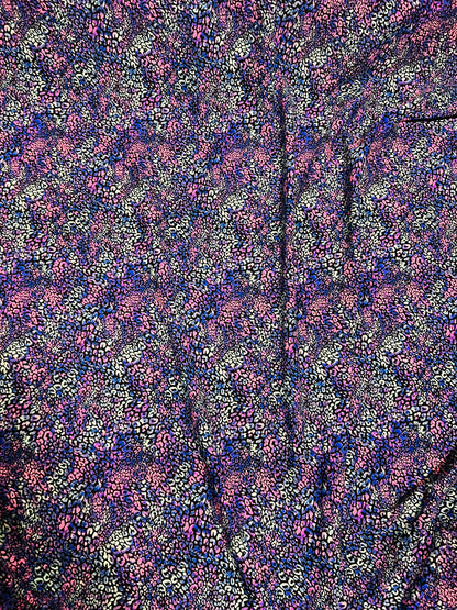 Cheetah design purple Multicolor exotic animal print on best quality of nylon spandex 4-way stretch 58/60”