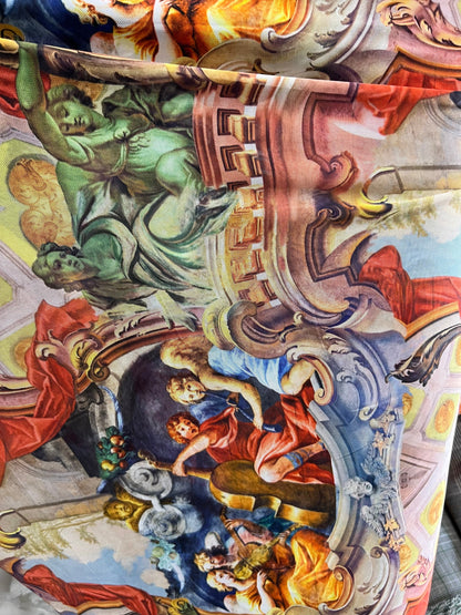 Celestial Angels design print on great quality of power mesh 4-way stretch 58/60” Sold by the YD. Ships Worldwide from Los Angeles CA
