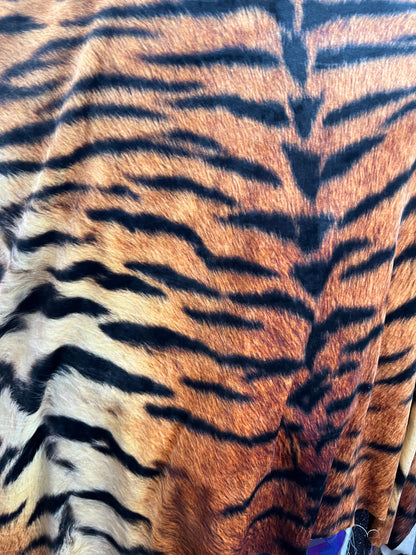 Tiger design exotic animal Natural color print on great quality of steam velour stretch velvet 4-way 58/60”