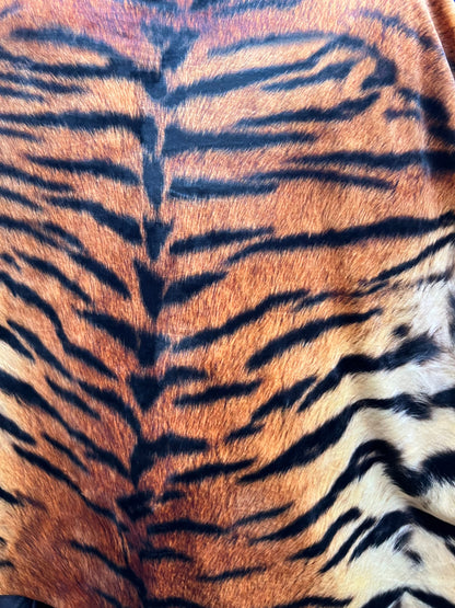 Tiger design exotic animal Natural color print on great quality of steam velour stretch velvet 4-way 58/60”