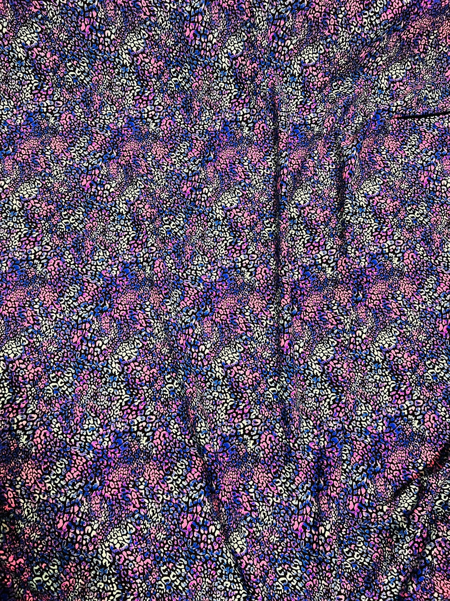 Cheetah design purple Multicolor exotic animal print on best quality of nylon spandex 4-way stretch 58/60”