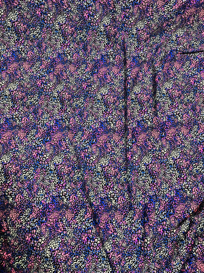 Cheetah design purple Multicolor exotic animal print on best quality of nylon spandex 4-way stretch 58/60”