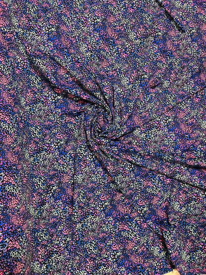 Cheetah design purple Multicolor exotic animal print on best quality of nylon spandex 4-way stretch 58/60”