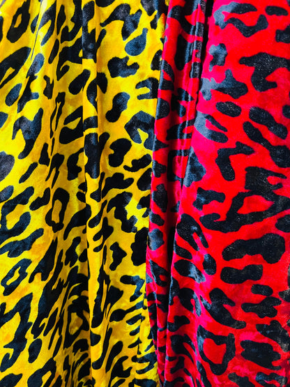 New Leopard design exotic animal print on 2-way stretch velvet  58/60” Sold by the YD. Ships worldwide from Los Angeles California