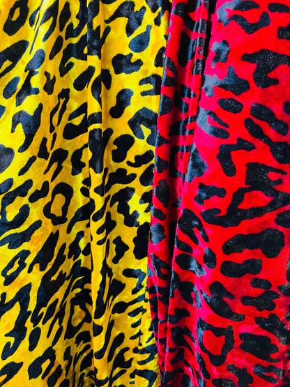 New Leopard design exotic animal print on 2-way stretch velvet  58/60” Sold by the YD. Ships worldwide from Los Angeles California