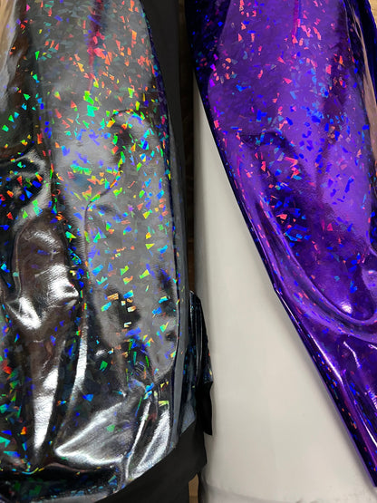 New Latex shattered glass design super shiny hologram vinyl 4-way stretch 58/60” Sold by the YD. Ships Worldwide from Los Angeles California