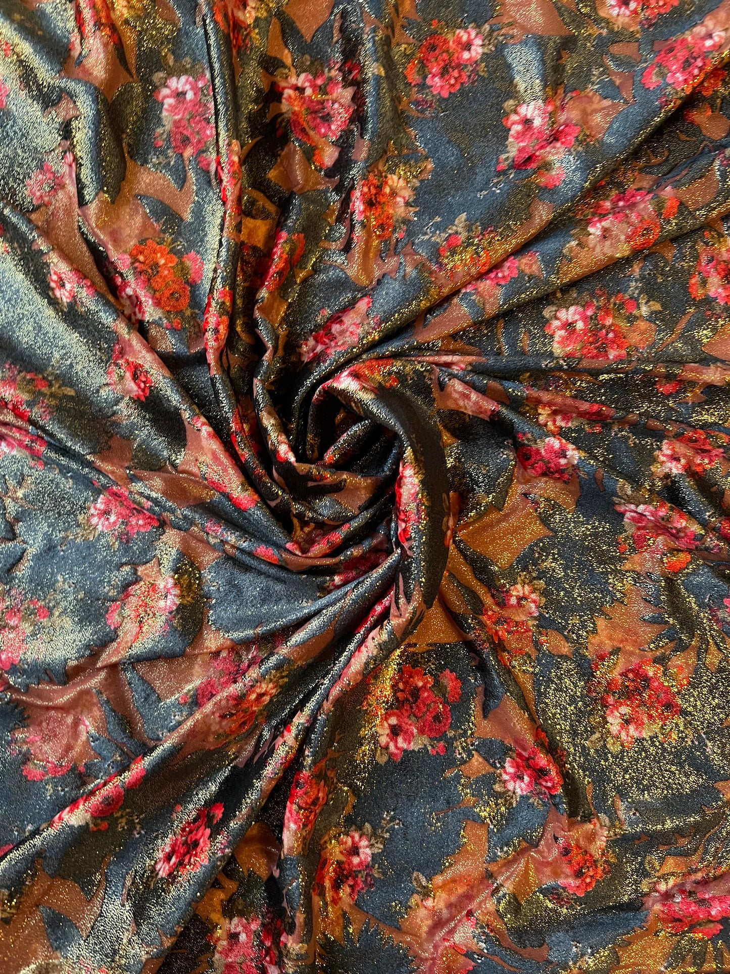 New burnout stretch velvet with Romantic flower design 4-way stretch 58/60” Sold by the YD. Ships Worldwide from Los Ángeles California USA