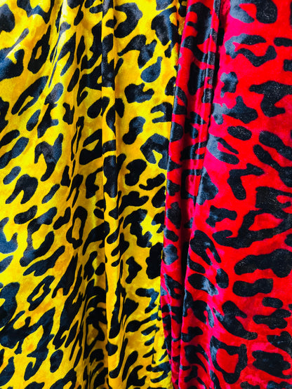 New Leopard design exotic animal print on 2-way stretch velvet  58/60” Sold by the YD. Ships worldwide from Los Angeles California