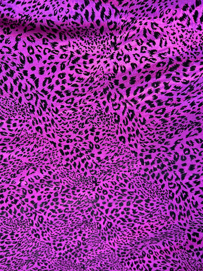 Cheetah design exotic animal print on nylon spandex flocking 4-way stretch 58/60” Sold by the YD. Ships Worldwide from Los Angeles CA