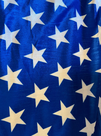 Freedom American flag design stars design and stripes design on stretch velvet 4-way stretch 58/60” Sold by the YD. Ships worldwide