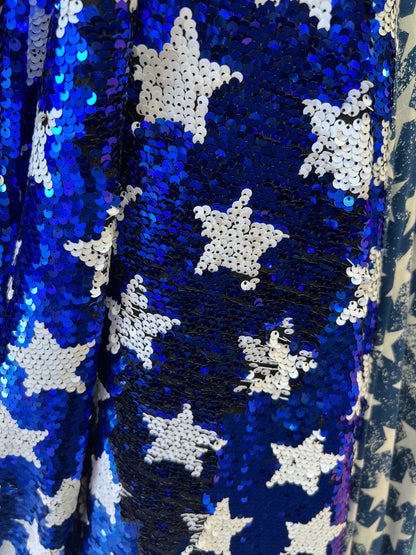 New Freedom stars design shiny sequins embroidered on stretch mesh 2-way 55/57” Sold by the YD. Ships Worldwide from Los Angeles California