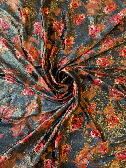 New burnout stretch velvet with Romantic flower design 4-way stretch 58/60” Sold by the YD. Ships Worldwide from Los Ángeles California USA
