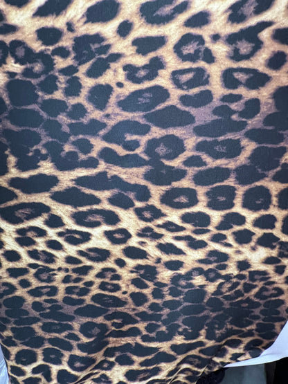 Exotic Brown Leopard design print on great Quality of Nylon spandex 4-way stretch 58/60” Sold by the YD. Ships Worldwide from Los Ángeles CA