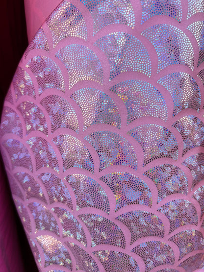 NEW Hologram aqua silver jumbo size mermaid design on nylon spandex 4way Stretch 58/60" Sold by the YD. Ships worldwide from Los Angeles CA