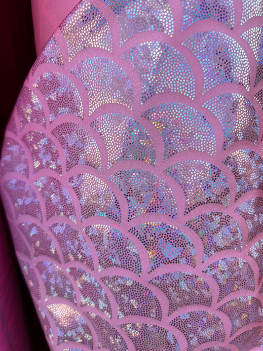 NEW Hologram aqua silver jumbo size mermaid design on nylon spandex 4way Stretch 58/60" Sold by the YD. Ships worldwide from Los Angeles CA
