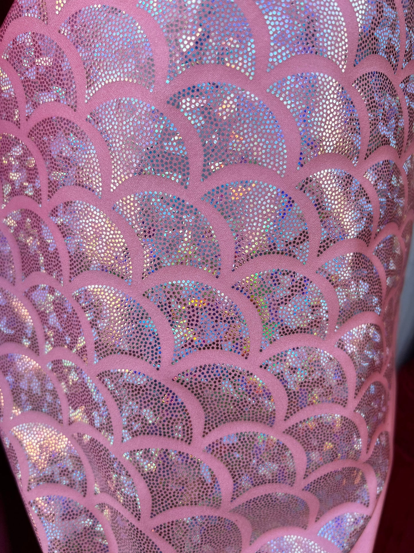 NEW Hologram aqua silver jumbo size mermaid design on nylon spandex 4way Stretch 58/60" Sold by the YD. Ships worldwide from Los Angeles CA