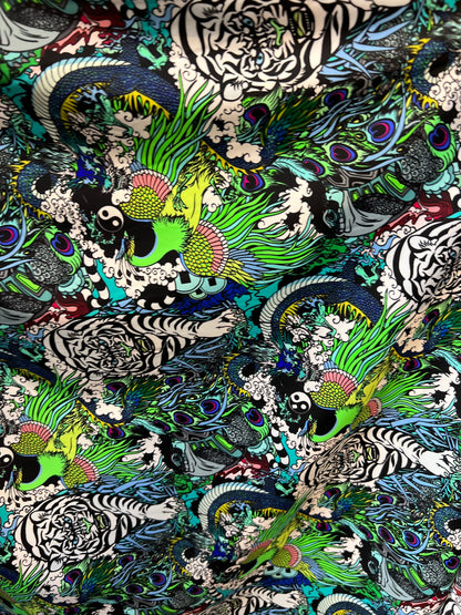 Exotic Tiger design print on best quality of nylon spandex 4-way stretch 58/60” Sold by the YD. Ships Worldwide from Los Angeles California