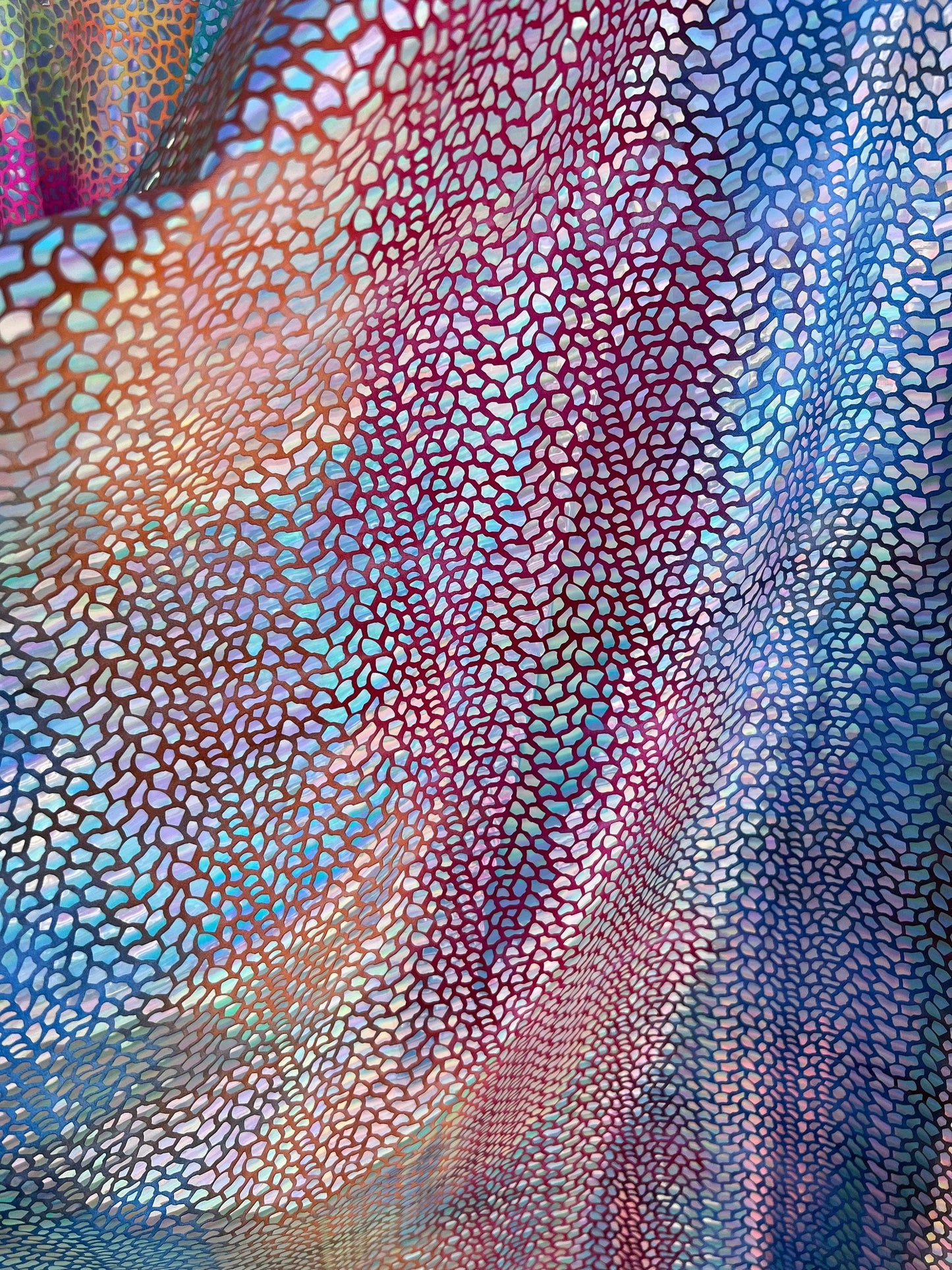 New Dragon hologram sequins on tie dye spandex Lacer sequins 4-way stretch 58/60” Sold by the YD. Ships Worldwide from Los Angeles CA