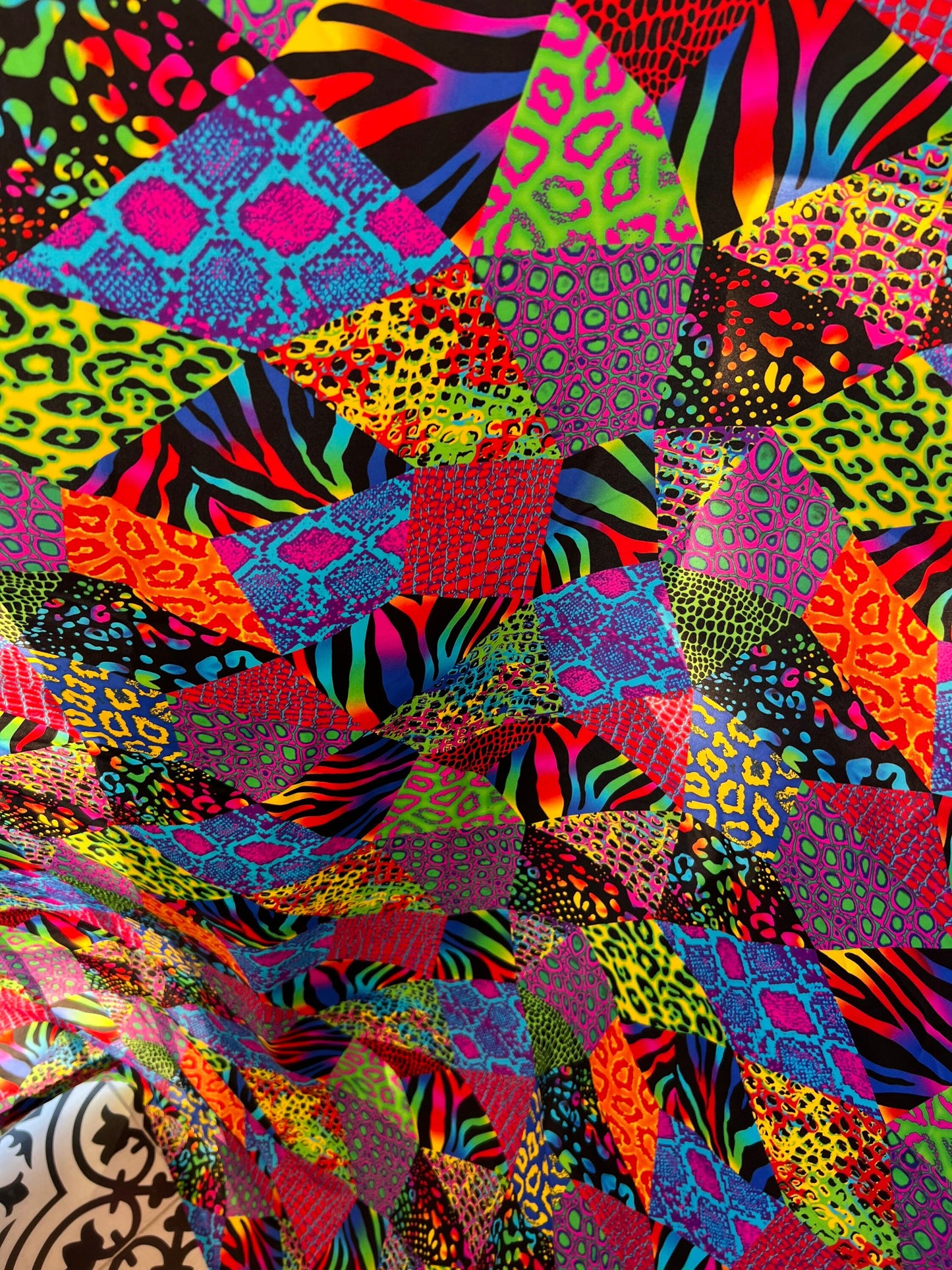 Exotic Safari design multi animal print on best quality of nylon spandex 4-way stretch 58/60” Sold by the YD. Ships Worldwide from LA CA.