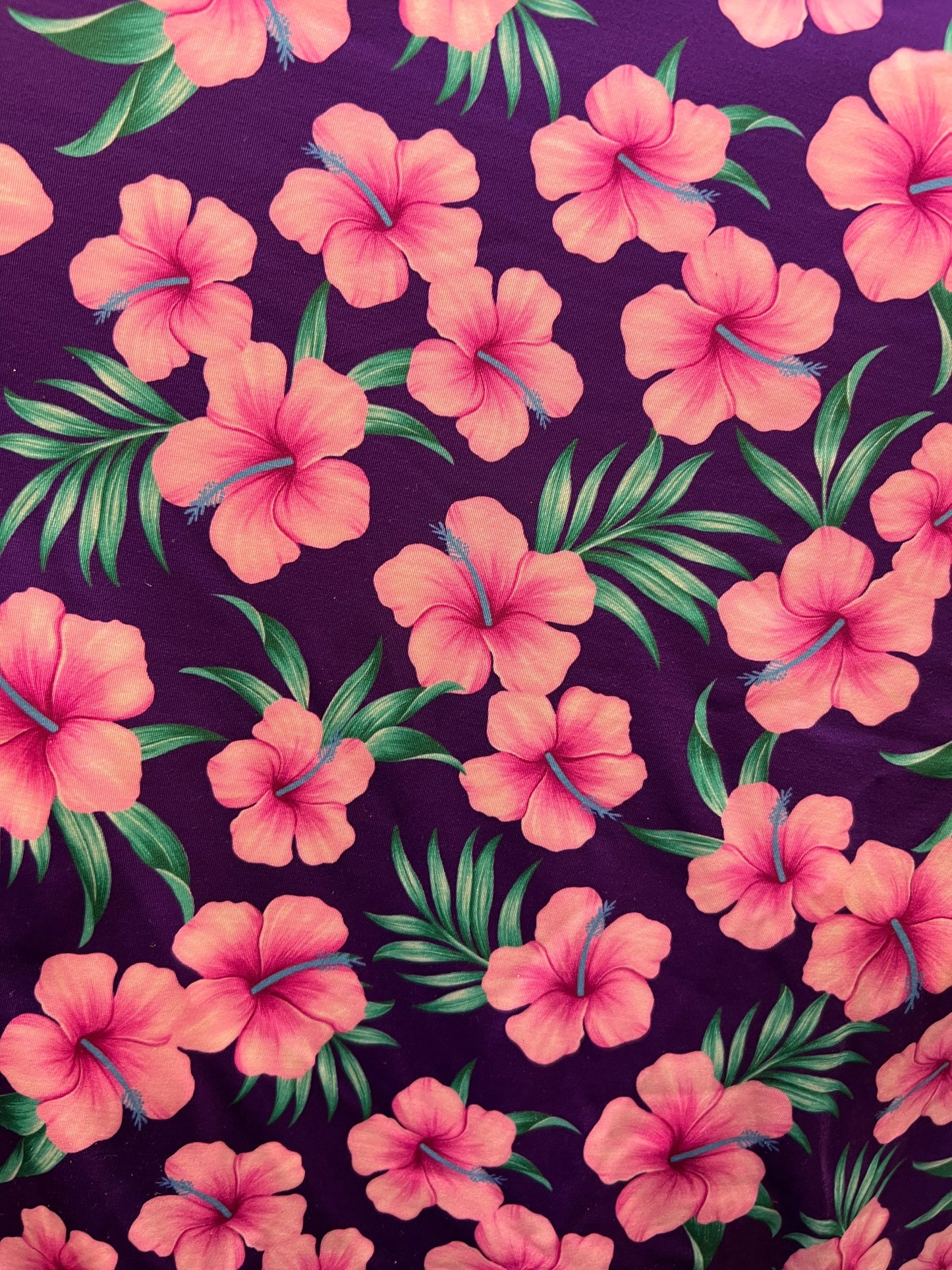New floral design eggplant/pink print on great quality of nylon spandex 4-way stretch 58/60” Sold by the YD. Ships Worldwide from L.A