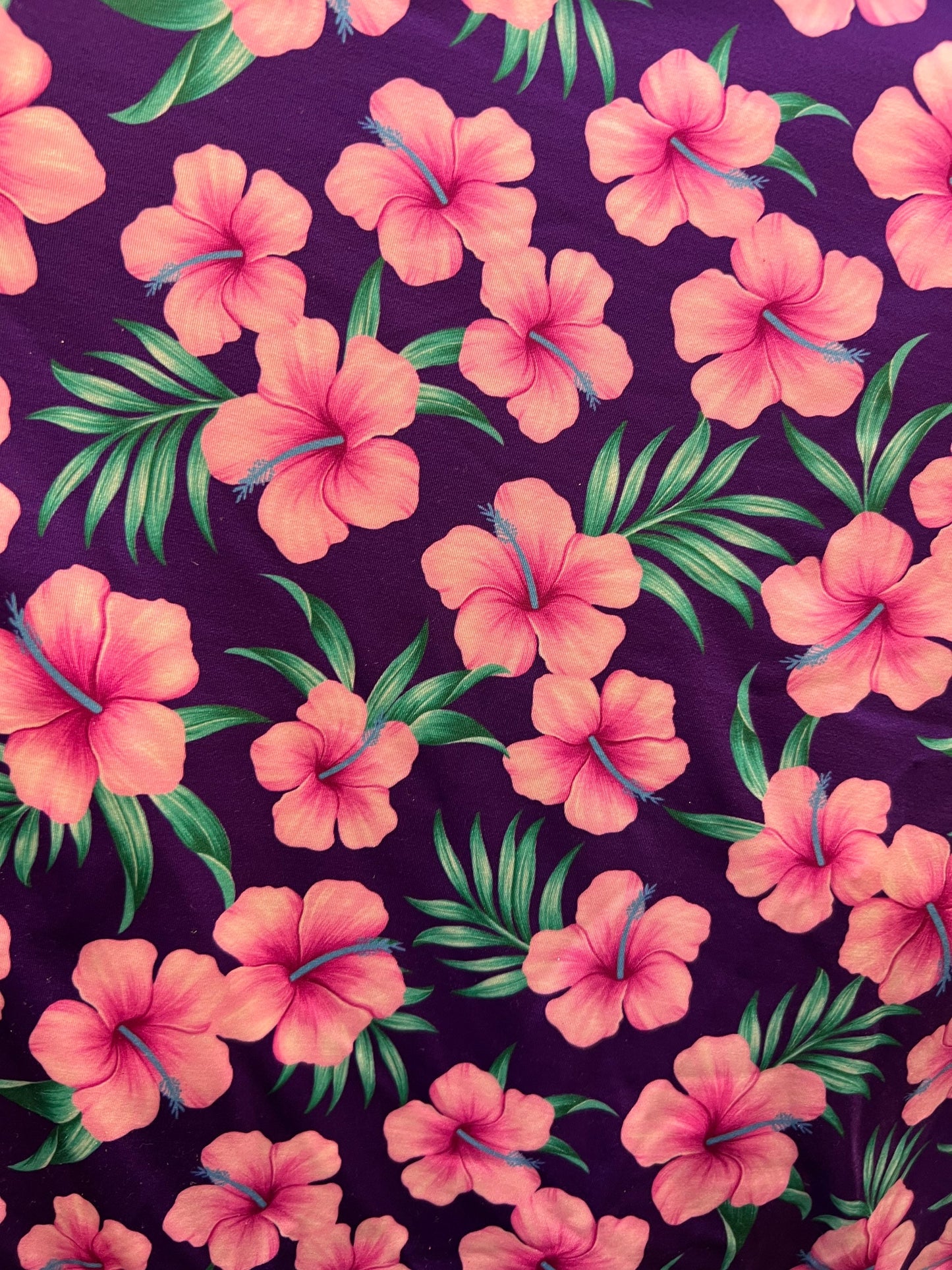 New floral design eggplant/pink print on great quality of nylon spandex 4-way stretch 58/60” Sold by the YD. Ships Worldwide from L.A