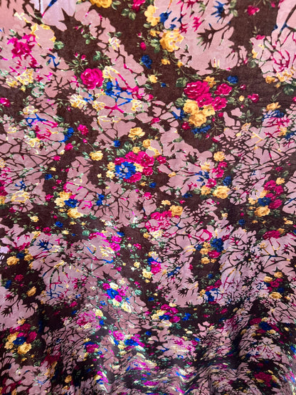Luxury Burnout velvet flower design 4-way stretch 58/60” Sold by the YD. Ships Worldwide from Los Angele California USA.Amazing Burnout