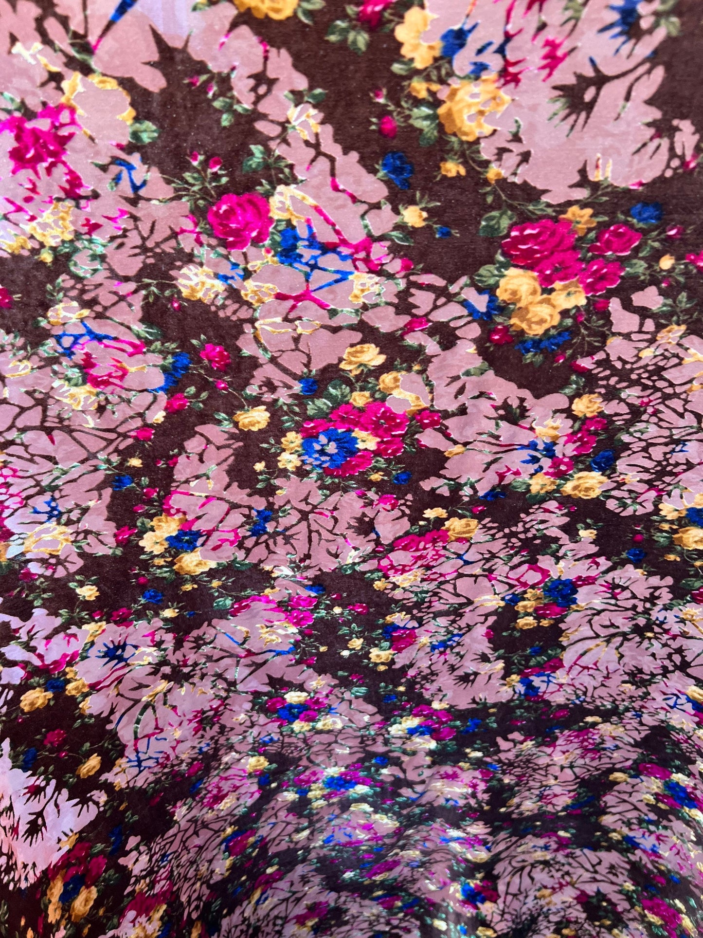 Luxury Burnout velvet flower design 4-way stretch 58/60” Sold by the YD. Ships Worldwide from Los Angele California USA.Amazing Burnout