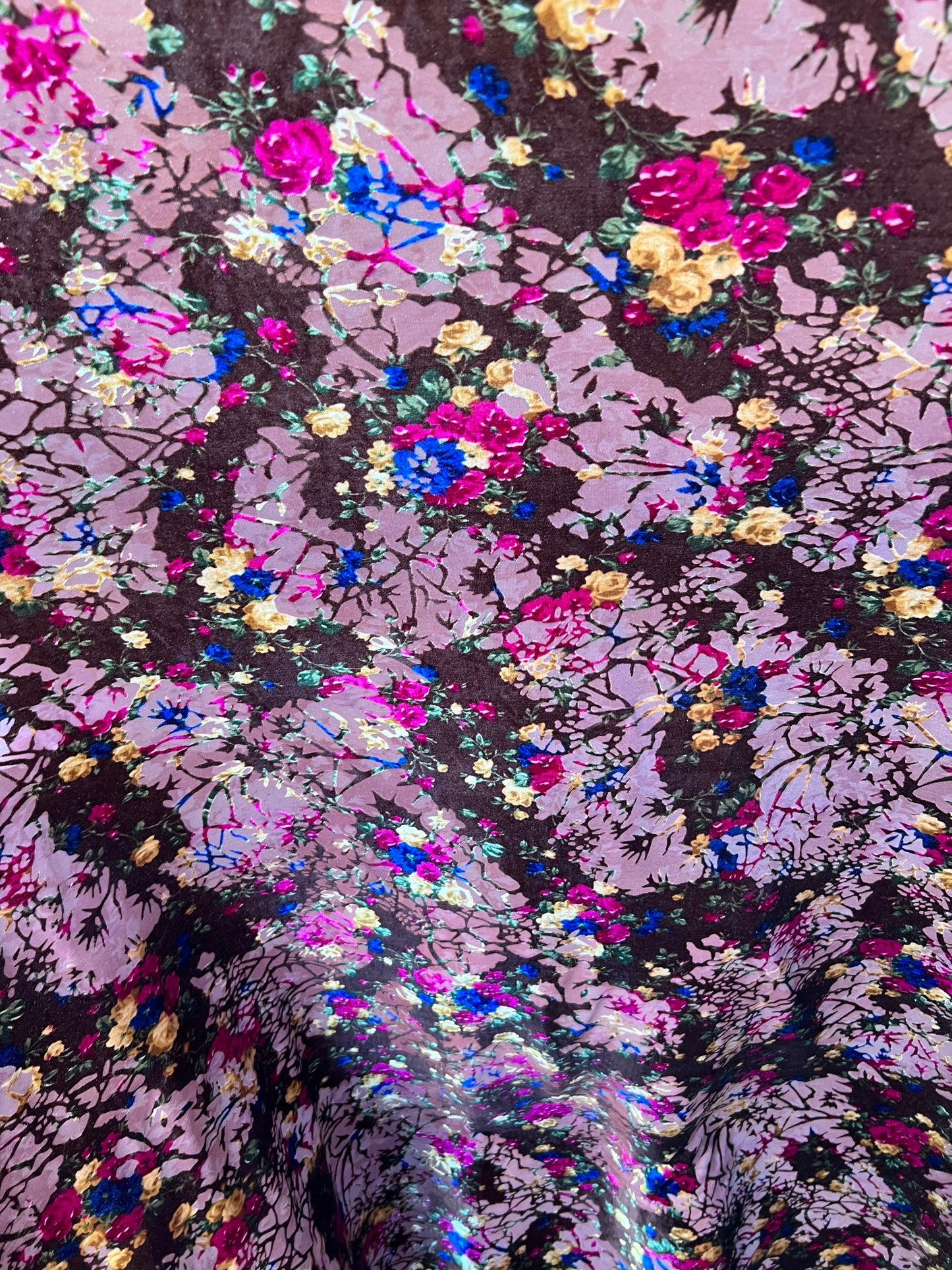 Luxury Burnout velvet flower design 4-way stretch 58/60” Sold by the YD. Ships Worldwide from Los Angele California USA.Amazing Burnout