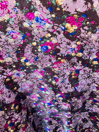 Luxury Burnout velvet flower design 4-way stretch 58/60” Sold by the YD. Ships Worldwide from Los Angele California USA.Amazing Burnout