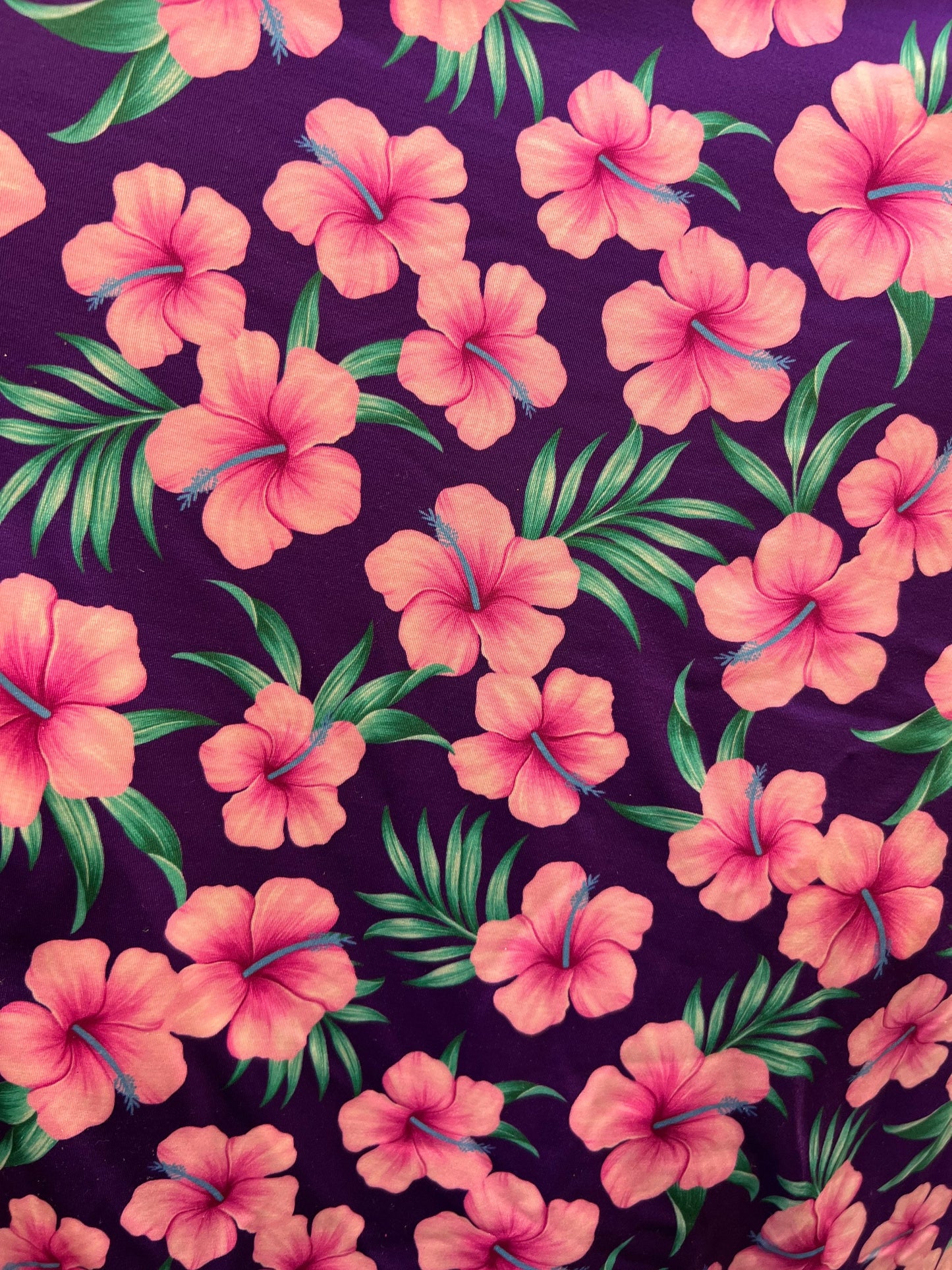 New floral design eggplant/pink print on great quality of nylon spandex 4-way stretch 58/60” Sold by the YD. Ships Worldwide from L.A