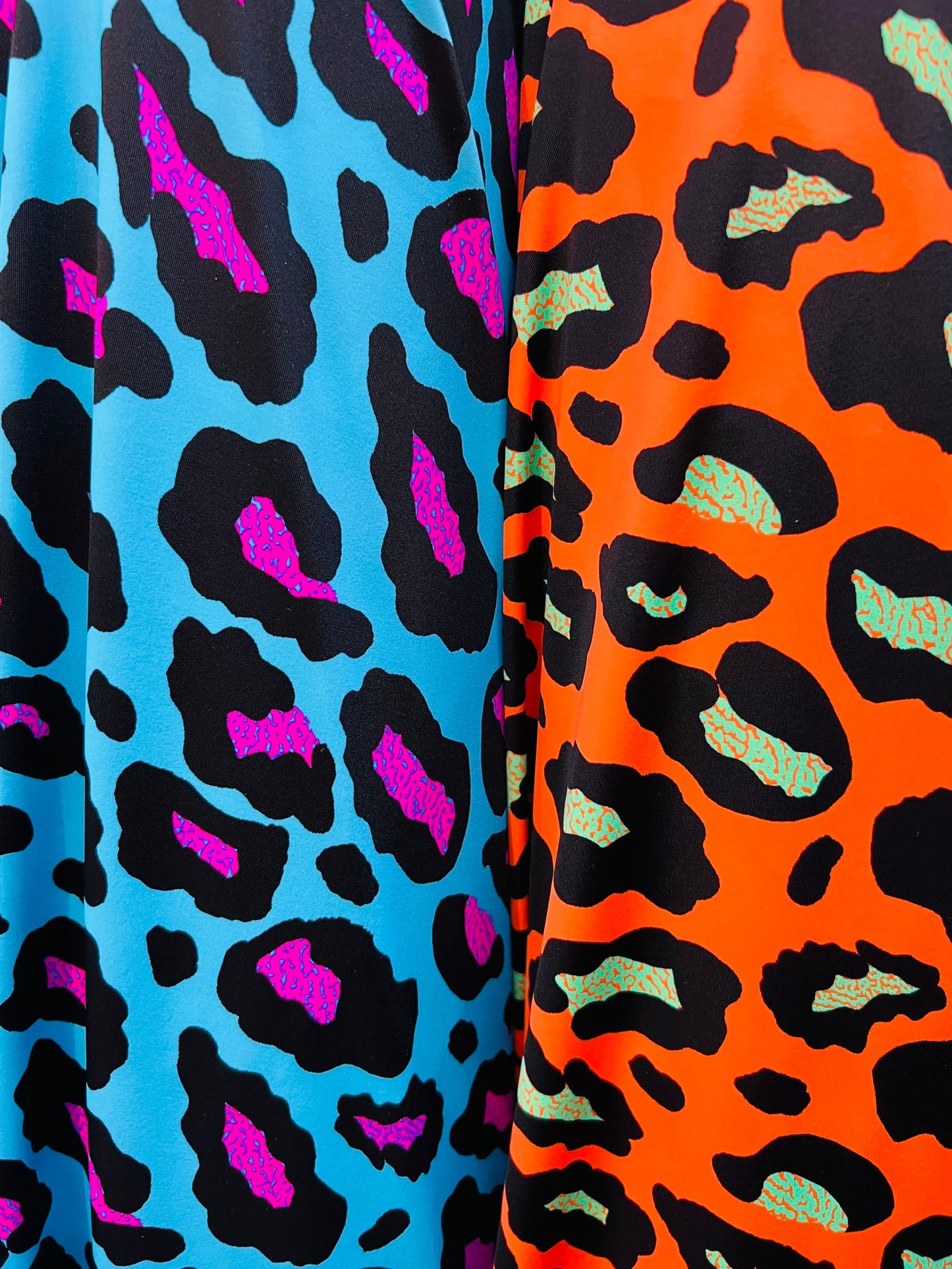 New Exotic Leopard design it glows in the dark with black light 4-way stretch 58/60” Sold by the YD. Ships Worldwide from Los Angeles CA