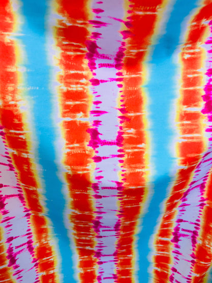 New Modern Tie Dye design Multicolor print on great quality of Nylon spandex 4-way stretch 58/60”