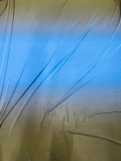 New ombré shiny poly spandex sapphire/black 2-way stretch light weight spandex 58/60” Sold by the YD. Ships Worldwide from Los Angeles CA