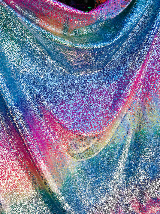 Skin snake design rainbow hologram metallic Nylon spandex 4-way stretch best quality hologram metallic spandex vibrant colors 58/60”