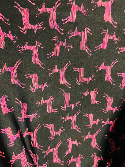 New Deer Hunting design print on great quality of nylon spandex double face 4-way stretch 58/60” Sold by the YD.