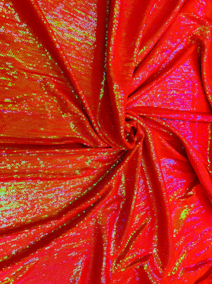 New neon colors iridescent mini sequins design embroidered on spandex base 2-way stretch 58/60” Sold by the YD. Ships Worldwide from L.A