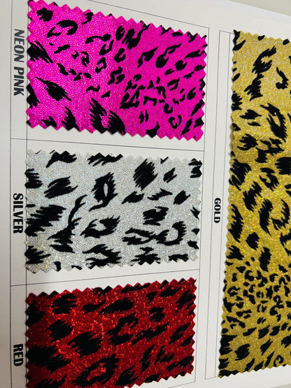 Cheetah design exotic animal print on nylon spandex flocking 4-way stretch 58/60” Sold by the YD. Ships Worldwide from Los Angeles CA