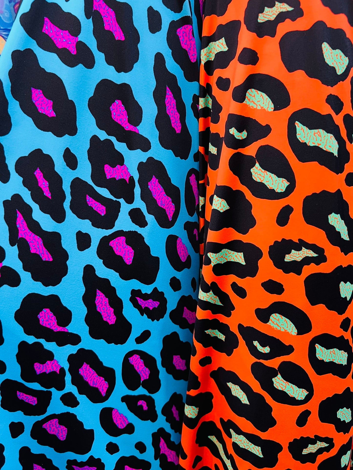 New Exotic Leopard design it glows in the dark with black light 4-way stretch 58/60” Sold by the YD. Ships Worldwide from Los Angeles CA