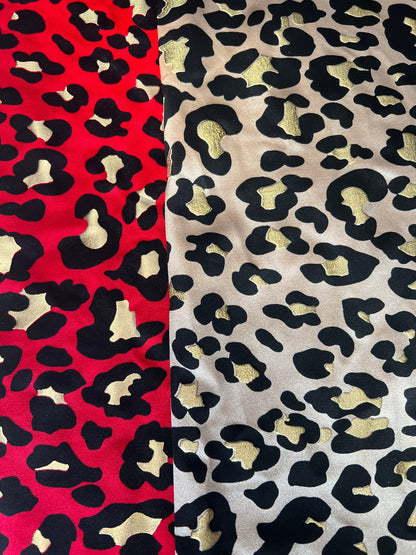 New Exotic Leopard design metallic nylon spandex 4-way stretch it glows in the dark 58/60” Sold by the YD. Ships worldwide from Los Angeles