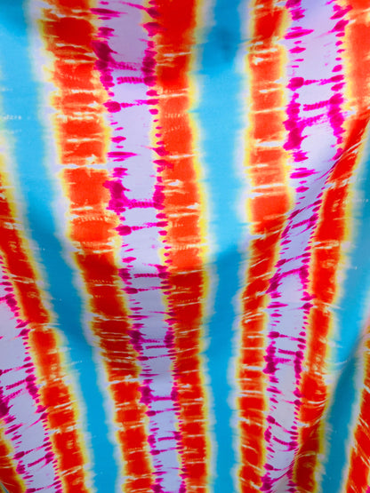 New Modern Tie Dye design Multicolor print on great quality of Nylon spandex 4-way stretch 58/60”