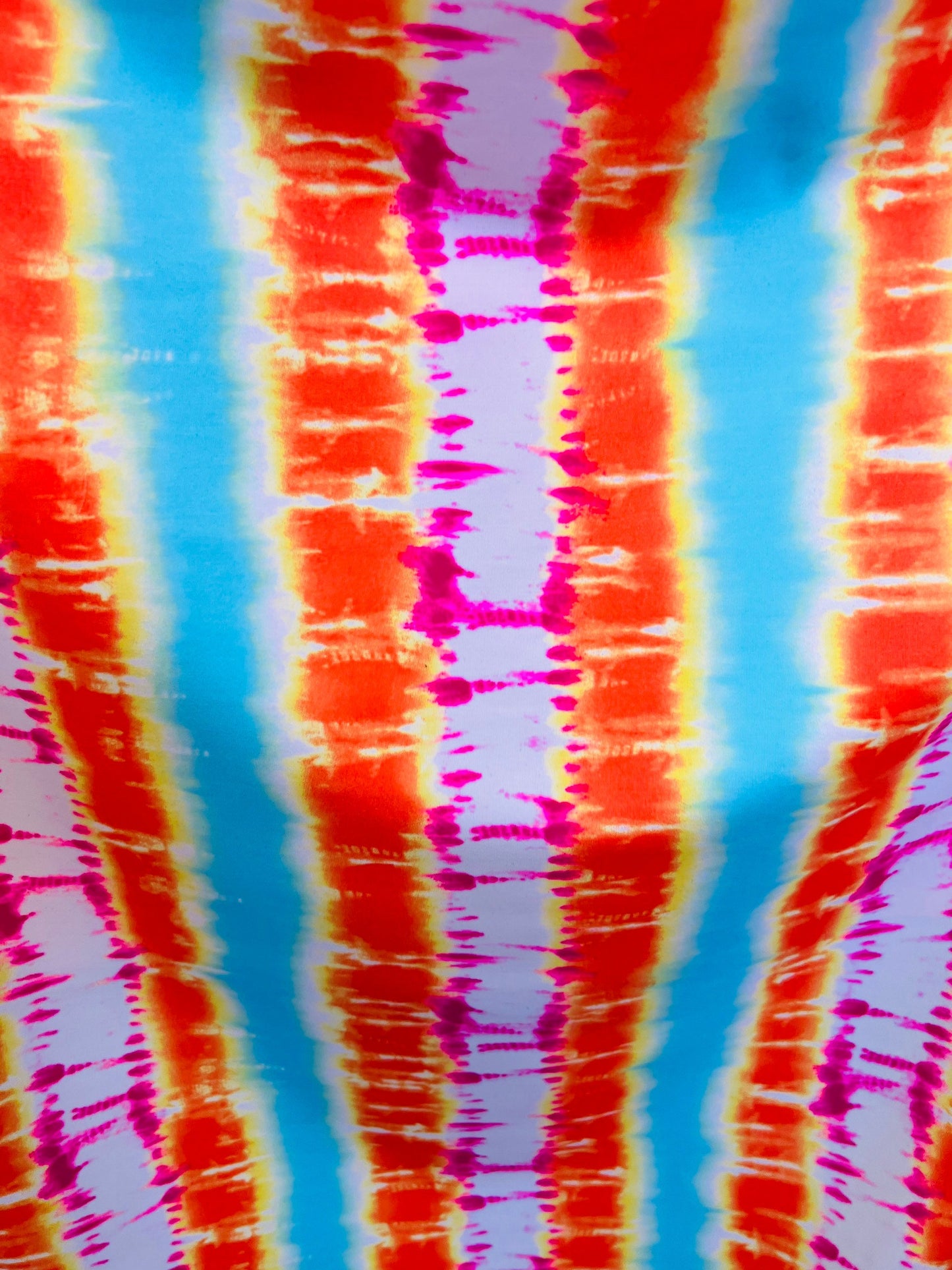 New Modern Tie Dye design Multicolor print on great quality of Nylon spandex 4-way stretch 58/60”