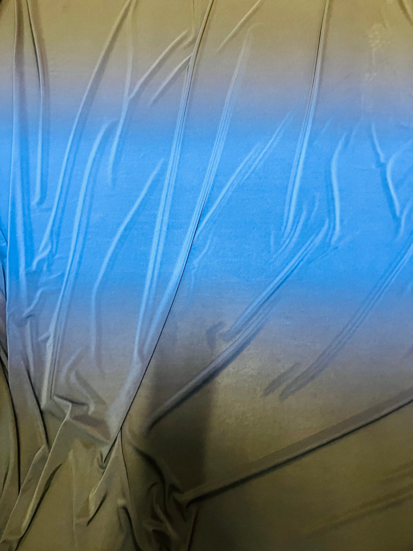 New ombré shiny poly spandex sapphire/black 2-way stretch light weight spandex 58/60” Sold by the YD. Ships Worldwide from Los Angeles CA