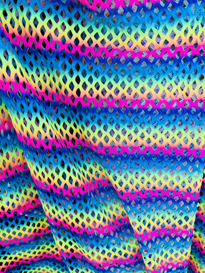 New Diamond fishnet rainbow design 4-way spandex fishnet 58/60” Sold by the YD. Ships Worldwide from Los Angeles California USA
