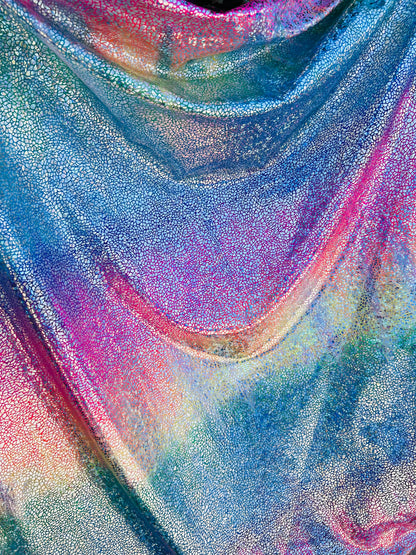 Skin snake design rainbow hologram metallic Nylon spandex 4-way stretch best quality hologram metallic spandex vibrant colors 58/60”