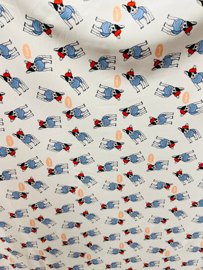 Dog design print on great quality of nylon spandex 4-way stretch 58/60” Sold by the YD. Ships Worldwide from Los Angeles California USA